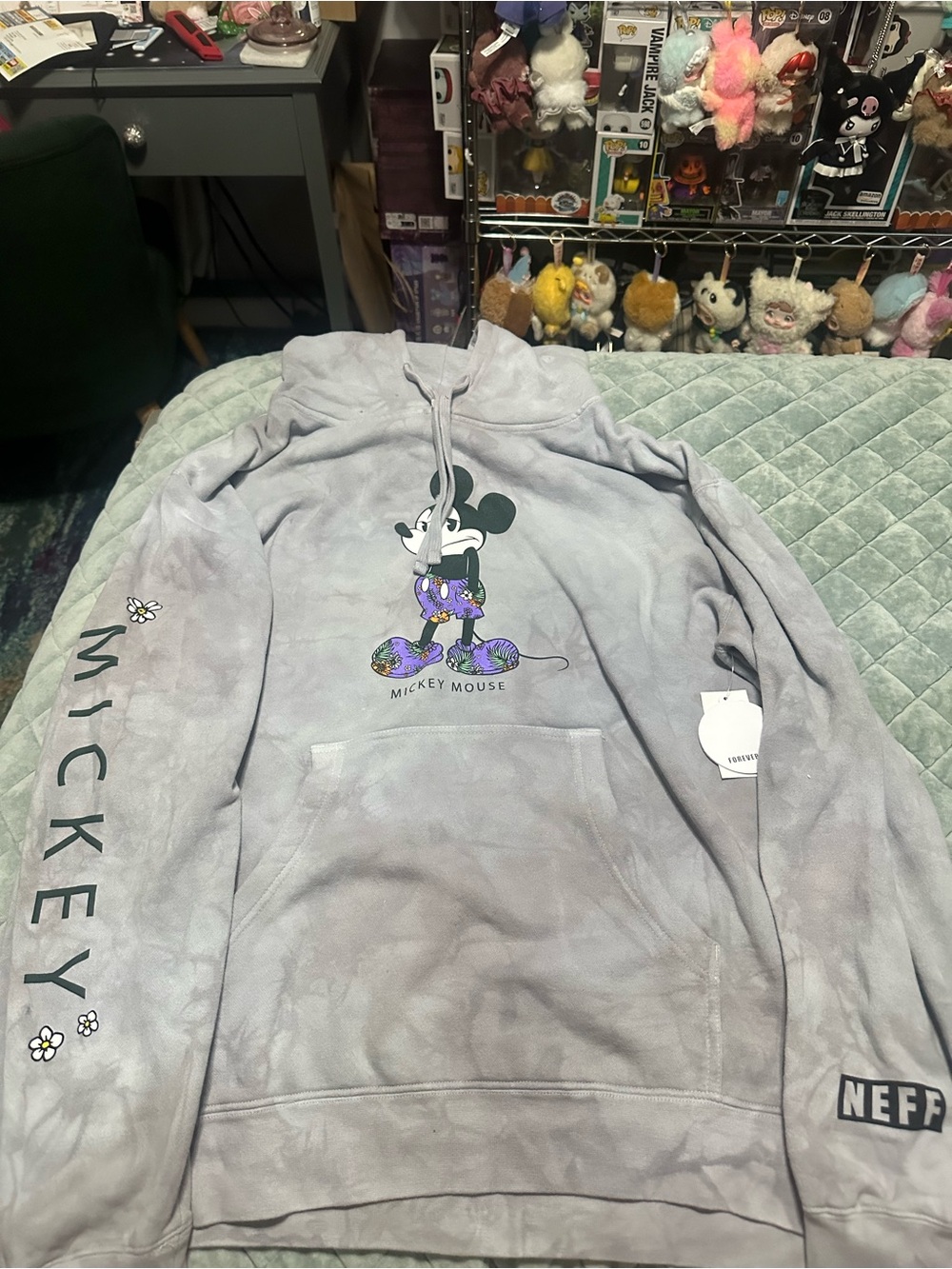 Neff Gray Tie-Dye Pullover Hoodie